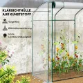 Outsunny Gewächshaus mit Tür Gebogendach Winterfest Foliengewächshaus aus Stahl, Treibhaus für Balkon, Garten, Tomatenhaus 128 x 70 x 170 cm, Tomatengewächshaus für Tomaten, Blumen, Transparent - Thumbnail 4
