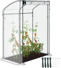 Outsunny Gewächshaus mit Tür Gebogendach Winterfest Foliengewächshaus aus Stahl, Treibhaus für Balkon, Garten, Tomatenhaus 128 x 70 x 170 cm, Tomatengewächshaus für Tomaten, Blumen, Transparent - Thumbnail 1