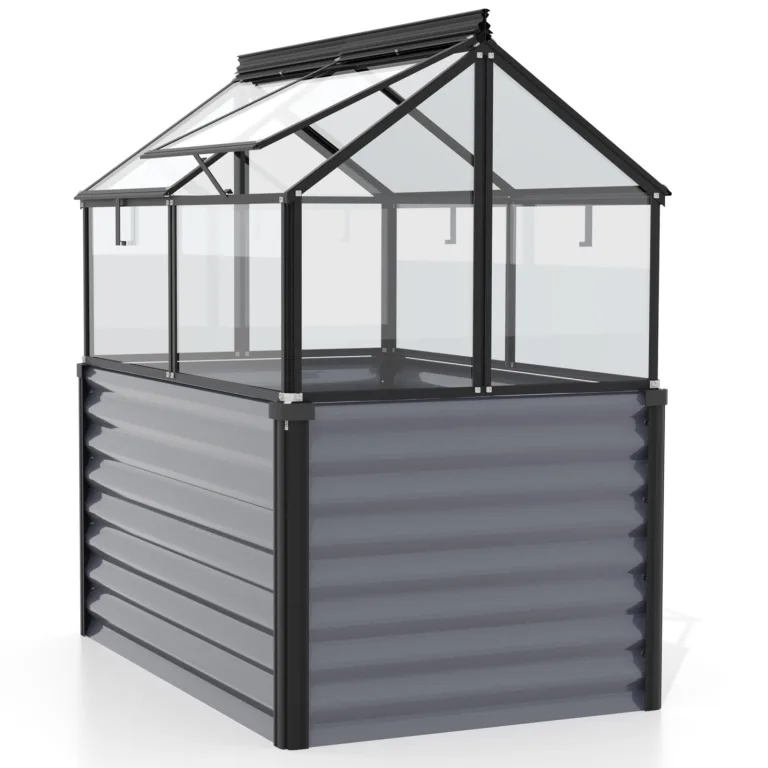 Vitavia Hochfrühbeet „Paris“ | Granit/Schwarz, 3 mm ESG Sicherheitsglas | Hochbeet & Frühbeet in einem | Wetterfest & Langlebig | Abnehmbarer Frühbeetaufsatz | Optimale Wachstumsbedingungen – Bild 1