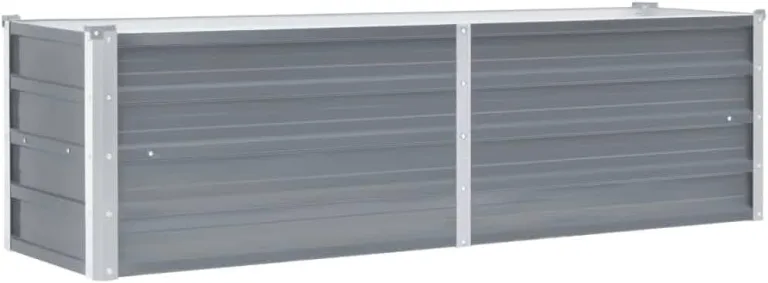 Garten-Hochbeet Gartenbeet Pflanzbeet Frühbeet Verzinkter Stahl 160x40x45 cm Grau – Bild 3