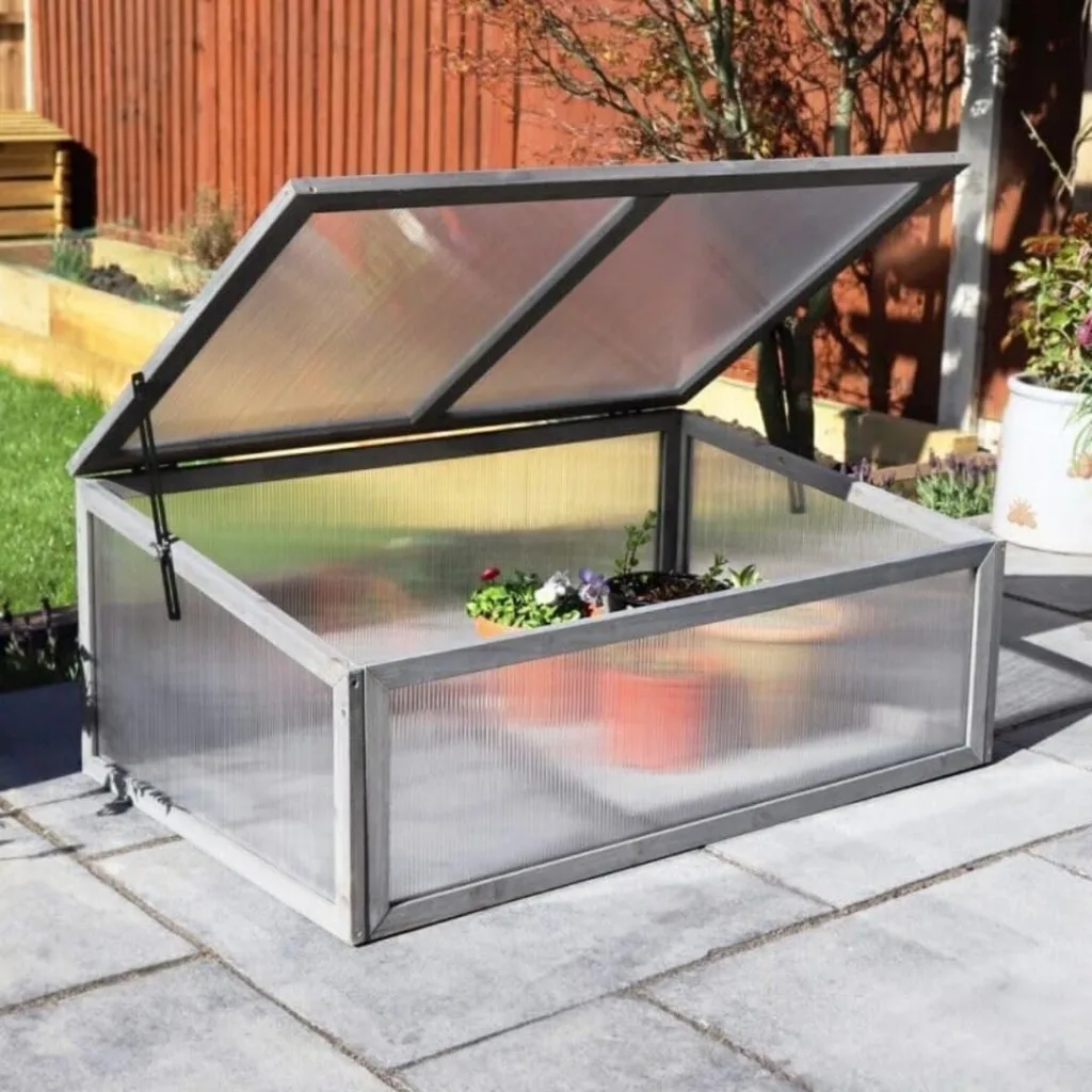 Garden Mile Großes Gartengewächshaus aus Holz mit 3 Etagen, robustes, transparentes Frühbeet für den Außenbereich, Polycarbonat, Gewächshaus, Garten, Gewächshaus, Outdoor, Blumen, Gemüse