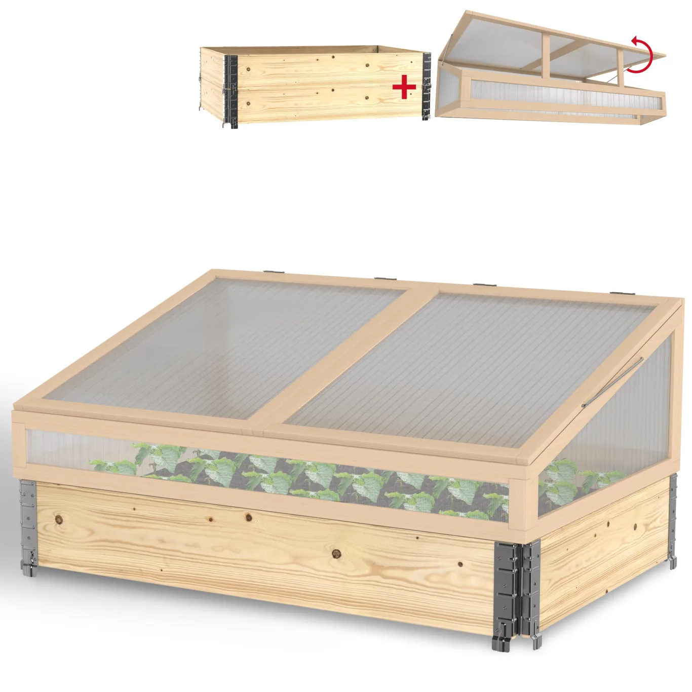 Schroth Home Frühbeete Hochbeete 120 x 80 x 100 cm – Frühbeet - Anzuchtgewächshaus - Hochbeet Abdeckung inkl. 3 Faltrahmen 120 x 80 x 20 (Frühbeet komplett) - Bild 1