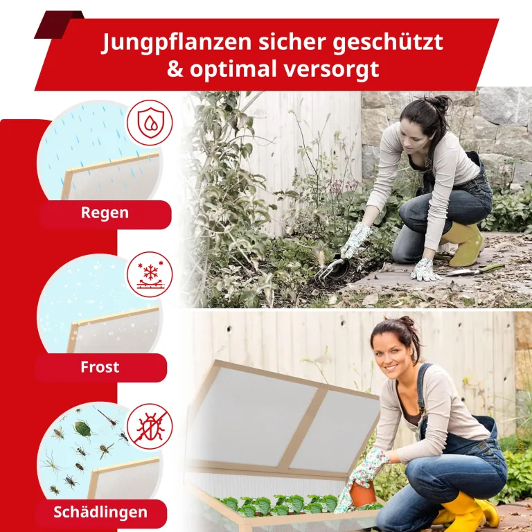 Schroth Home Frühbeete Hochbeete 120 x 80 x 100 cm – Frühbeet - Anzuchtgewächshaus - Hochbeet Abdeckung inkl. 3 Faltrahmen 120 x 80 x 20 (Frühbeet komplett) – Bild 5