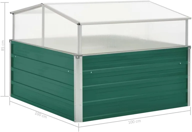 Festnight Hochbeet mit Deckel Frühbeetaufsatz Hochbeet mit Frühbeet Aufsatz Hochbeet mit Abdeckung Mini Gewächshaus Balkon Frühbeet Metall Treibhaus Klein mit Dach 100x100x77 cm Grün – Bild 8