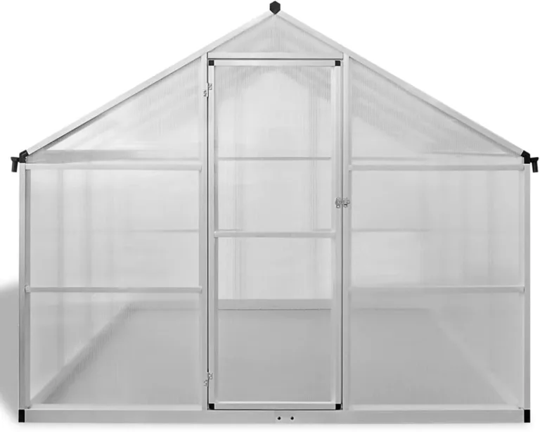Festnight Gewächshaus mit Fundament 242x250x195 cm 6,05 m² Gewächshäuser mit Fundamentrahmen Gewaechshaus Alu Foliengewächshaus Aluminium Tomatenhaus Treibhaus – Bild 3