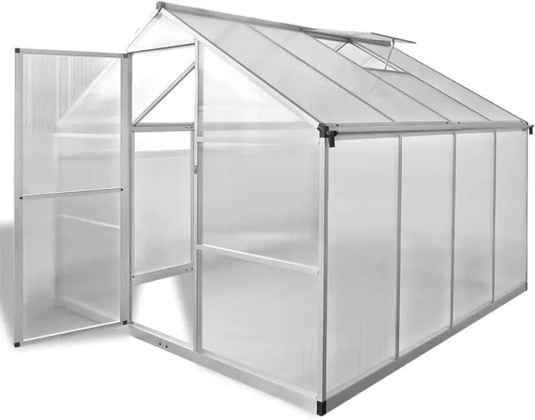 Festnight Gewächshaus mit Fundament 242x250x195 cm 6,05 m² Gewächshäuser mit Fundamentrahmen Gewaechshaus Alu Foliengewächshaus Aluminium Tomatenhaus Treibhaus – Bild 1