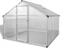 Festnight Gewächshaus mit Fundament 242x250x195 cm 6,05 m² Gewächshäuser mit Fundamentrahmen Gewaechshaus Alu Foliengewächshaus Aluminium Tomatenhaus Treibhaus - Thumbnail 2
