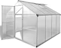 Festnight Gewächshaus mit Fundament 242x250x195 cm 6,05 m² Gewächshäuser mit Fundamentrahmen Gewaechshaus Alu Foliengewächshaus Aluminium Tomatenhaus Treibhaus - Thumbnail 1