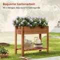 WOLTU Hochbeet Holz, 80x75x40 cm, mit Blumenkasten Ablageboden Folie, Gemüsebeet Kräuterbeet, für Balkon Garten Terasse Outdoor, Braun - Thumbnail 5
