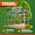 GARDEBRUK® Gewächshaus Aluminium 3,6m² mit Fundament 190x190cm inkl. Dachfenster Tomatenhaus Treibhaus Anzuchthaus Garten Frühbeet Aufzucht 5,8m³ - Thumbnail 7