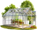 GARDEBRUK® Gewächshaus Aluminium 3,6m² mit Fundament 190x190cm inkl. Dachfenster Tomatenhaus Treibhaus Anzuchthaus Garten Frühbeet Aufzucht 5,8m³ - Thumbnail 10