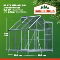 GARDEBRUK® Gewächshaus Aluminium 3,6m² mit Fundament 190x190cm inkl. Dachfenster Tomatenhaus Treibhaus Anzuchthaus Garten Frühbeet Aufzucht 5,8m³ - Thumbnail 4