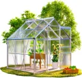 GARDEBRUK® Gewächshaus Aluminium 3,6m² mit Fundament 190x190cm inkl. Dachfenster Tomatenhaus Treibhaus Anzuchthaus Garten Frühbeet Aufzucht 5,8m³ - Thumbnail 1