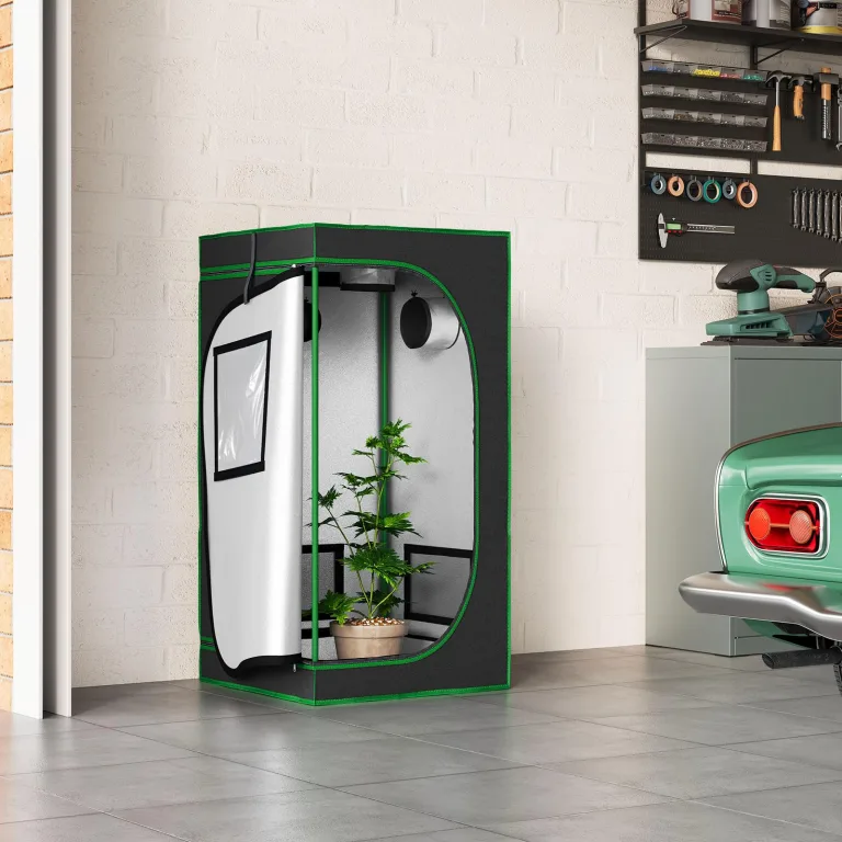 WOLTU Growzelt Gewächshaus Gartenhaus Indoor, aus Oxford-Gewebe, Hochreflektierendem Material mit Belüftungsöffnungen & Beobachtungsfenstern, für Balkon Garage, Schwarz, 60x60x120 cm – Bild 2