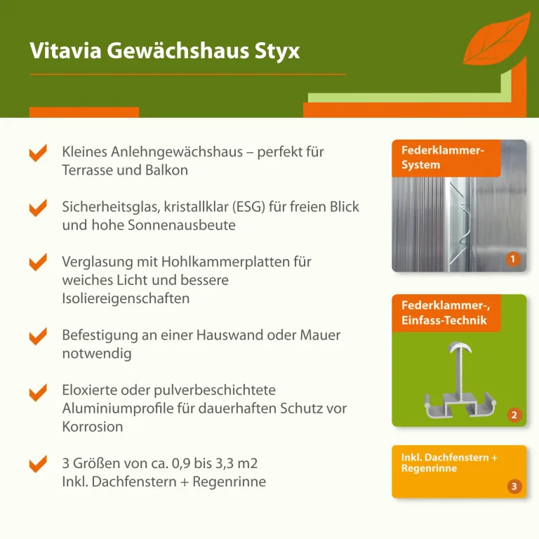 Vitavia Anlehn-Gewächshaus Styx 1300", schwarz, 1,3 m², 3 mm ESG | Wetterfestes & stabiles Wand-Gewächshaus zur Pflanzenanzucht | Ideales Treibhaus für Gemüse, Kräuter & Blumen – Bild 4