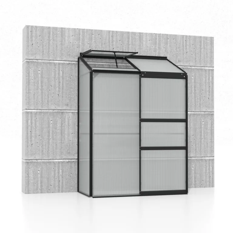 Vitavia Anlehn-Gewächshaus Styx 1300", schwarz, 1,3 m², 3 mm ESG | Wetterfestes & stabiles Wand-Gewächshaus zur Pflanzenanzucht | Ideales Treibhaus für Gemüse, Kräuter & Blumen – Bild 7