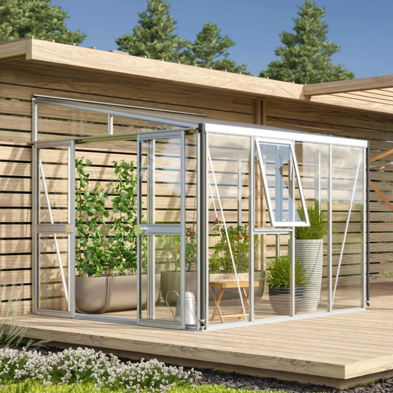 Vitavia Anlehn-Gewächshaus Athena 7000", Aluminium, 7,0 m², 3 mm ESG, 10 mm HKP | Wetterfestes & stabiles Wand-Gewächshaus zur Pflanzenanzucht | Ideales Treibhaus für Gemüse, Kräuter & Blumen – Bild 5