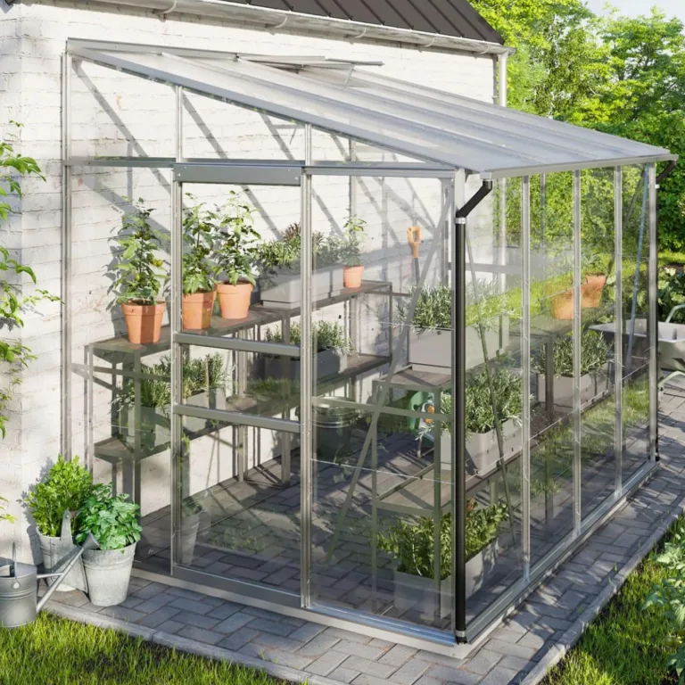 Vitavia Anlehn-Gewächshaus Ida 1300", Aluminium eloxiert, 1,3 m², 3 mm ESG | Wetterfestes & stabiles Wand-Gewächshaus zur Pflanzenanzucht | Ideales Treibhaus für Gemüse, Kräuter & Blumen – Bild 10
