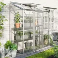 Vitavia Anlehn-Gewächshaus Ida 1300", Aluminium eloxiert, 1,3 m², 3 mm ESG | Wetterfestes & stabiles Wand-Gewächshaus zur Pflanzenanzucht | Ideales Treibhaus für Gemüse, Kräuter & Blumen - Thumbnail 1
