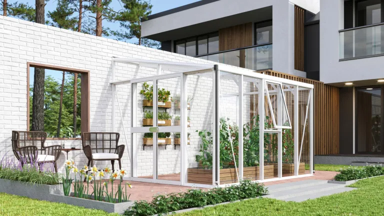 Vitavia Anlehn-Gewächshaus Helena 7000", Aluminium, 7,0 m², 3 mm ESG, 10 mm HKP | Wetterfestes & stabiles Wand-Gewächshaus zur Pflanzenanzucht | Ideales Treibhaus für Gemüse, Kräuter & Blumen – Bild 6