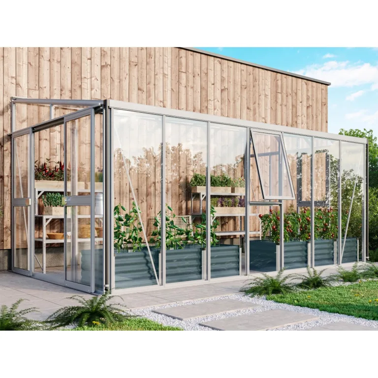 Vitavia Anlehn-Gewächshaus Helena 10200", Aluminium, 10,2 m², 3 mm ESG, 10 mm HKP | Wetterfestes & stabiles Wand-Gewächshaus zur Pflanzenanzucht | Ideales Treibhaus für Gemüse, Kräuter & Blumen – Bild 8
