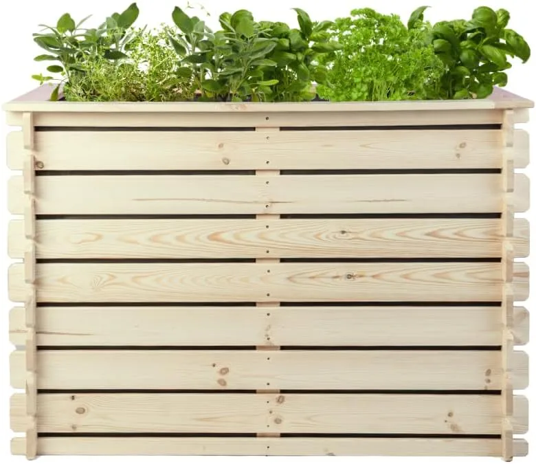 Hochbeet PLANTO 117x59x77 (BxTxH) aus Natürlicher Kiefer, Blumenbeet aus Holz, Wetterfest, Innen- und Außenbereich, Kräuterbeet für Garten, Balkon und Terrasse, Einfaches Stecksystem - Bild 1