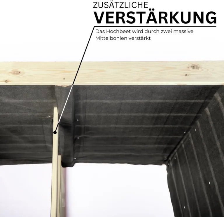 Hochbeet PLANTO 117x59x77 (BxTxH) aus Natürlicher Kiefer, Blumenbeet aus Holz, Wetterfest, Innen- und Außenbereich, Kräuterbeet für Garten, Balkon und Terrasse, Einfaches Stecksystem – Bild 6