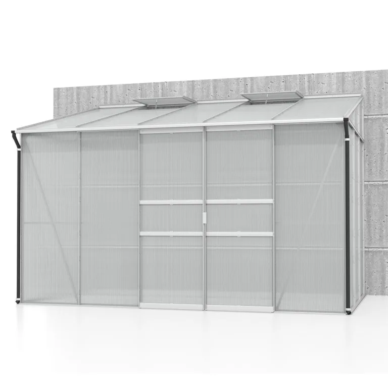 Vitavia Anlehn-Gewächshaus Ida 1300", smaragd grün, 1,3 m², 4 mm HKP | Wetterfestes & stabiles Wand-Gewächshaus zur Pflanzenanzucht | Ideales Treibhaus für Gemüse, Kräuter & Blumen – Bild 9
