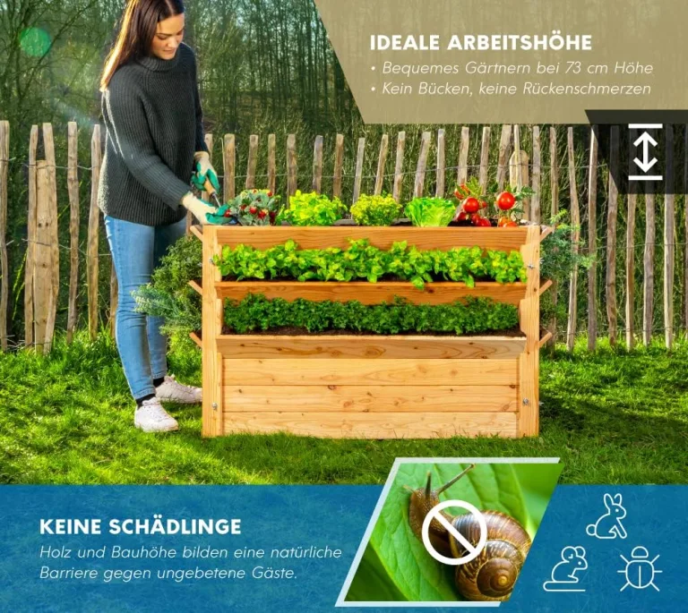 WESTMANN Premium Hochbeet aus Lärchenholz mit Aussaatkalender | Natur | 125x91x73 cm | Kräuterbeet | Holzhochbeet zum Bepflanzen von Gemüse & Kräutern – Bild 5