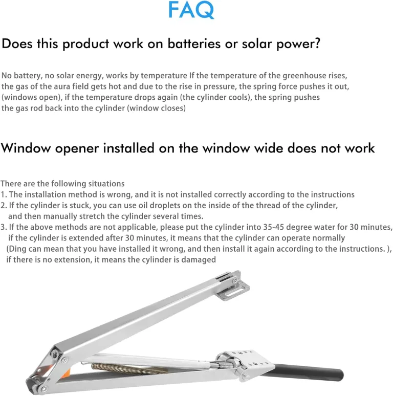 Automatischer Fensteröffner für Gewächshaus, Aluminiumlegierung Gewächshäuser Fensterheber Gewächshaus Vent Automatischer Öffner wärmeaktiviertes Lüftungsöffner Kit für Gewächshäuser & Frühbeete – Bild 7