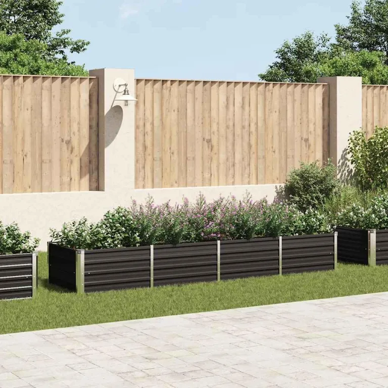 Refined Gartenbeet Pflanzbeet Frühbeet Pflanzkübel Pflanzkasten Blumenkübel Gemüsebeet Blumenkasten Garten-Hochbeet Anthrazit 320 x 80 x 45 cm Verzinkter Stahl – Bild 1