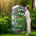 KADAX Gewächshaus mit 4 Ebenen, 68 x 48 x 170 cm, kleines Foliengewächshaus für Balkon, Terrasse & Garten, Balkongewächshaus klein mit PVC-Abdeckung - Thumbnail 4