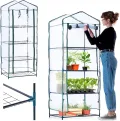 KADAX Gewächshaus mit 4 Ebenen, 68 x 48 x 170 cm, kleines Foliengewächshaus für Balkon, Terrasse & Garten, Balkongewächshaus klein mit PVC-Abdeckung - Thumbnail 1
