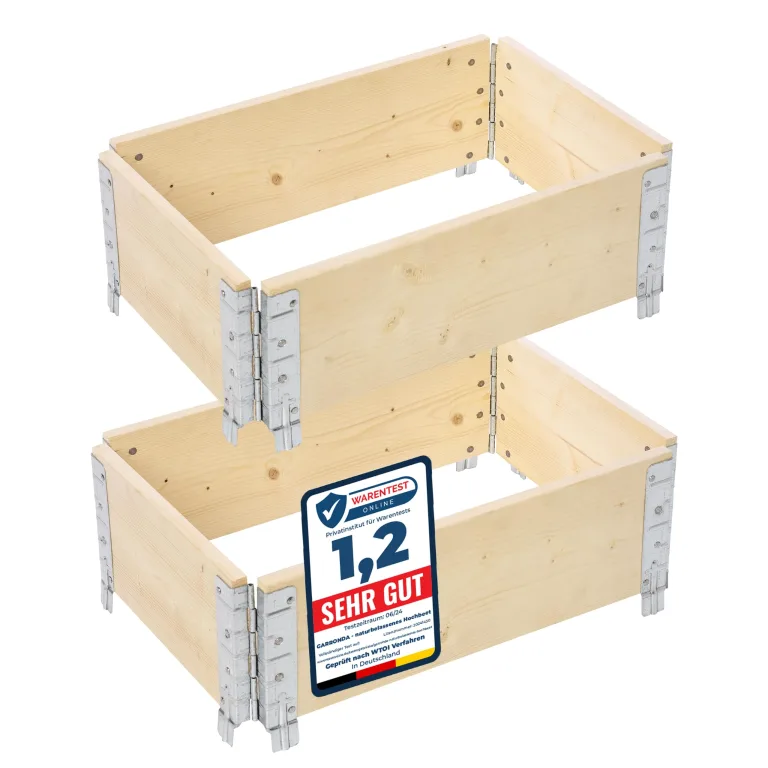Garronda naturbelassene Hochbeete für Garten Palettenrahmen Hochbeet Holz steckbar stapelbar faltbar für Pflanzen Blumen Kräuter Obst und Gemüse Natural 1 Stück 80x40x20 cm GD-0141 – Bild 10