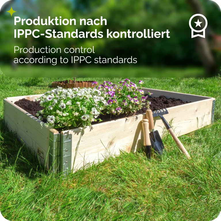 Garronda naturbelassene Hochbeete für Garten Palettenrahmen Hochbeet Holz steckbar stapelbar faltbar für Pflanzen Blumen Kräuter Obst und Gemüse Natural 1 Stück 80x80x20 cm GD-0141 – Bild 5