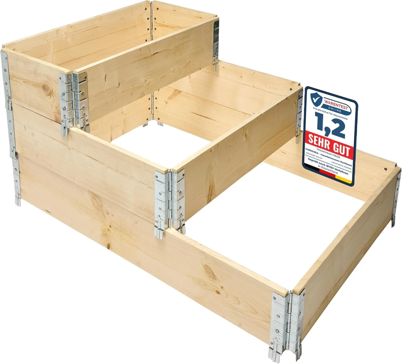 naturbelassene Hochbeete für Garten Palettenrahmen Hochbeet Holz für Pflanzen Blumen Kräuter Obst und Gemüse Natural 3-TLG. Set 3 Lieferumfang: 120x80x20 cm, 80x80x20 cm, 80x40x20 cm GD-0140 - Bild 1