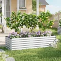 WOLTU Hochbeet für Garten Balkon, Pflanzkübel aus robustem Stahlblech mit stabilem Design, Pflanzkasten, Blumenkasten, 238 x 56 x 80 cm, Silber - Thumbnail 9