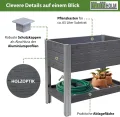 TRUTZHOLM Hochbeet mit Ablage 79x46x74 cm 65 Liter Holzoptik robust witterungsbeständig Kräuterbeet Pflanzkasten Anthrazit - Thumbnail 6