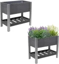 TRUTZHOLM Hochbeet mit Ablage 79x46x74 cm 65 Liter Holzoptik robust witterungsbeständig Kräuterbeet Pflanzkasten Anthrazit - Thumbnail 1