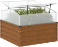 Hochbeet Metall Pflanzkübel Pflanzkasten Blumenkasten Gartenbeet Pflanzbeet Frühbeet Blumenbeet Gemüsebeet mit Gewächshausaufsatz Cortenstahl - Thumbnail 2