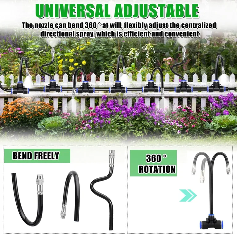 Bewässerungssystem Garten bewässerung Gartenbewässerungssysteme 15M Tropfbewässerungssystem Hochbeet, 25 Directional Brass Spray Nozzles für Outdoor-Nebelkühlsystem, Bauernhof Rasenbewässerung – Bild 4