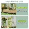 HOMASIS Blumenkasten mit 2 Rankgitter & Dachregal, Hochbeet mit Spalier, Holz Pflanzkasten für Kletterpflanz, Pflanzkübel Pflanzgefäß Rankhilfe für Garten Balkon Terrasse (Natur, 150x50x104cm) - Thumbnail 5
