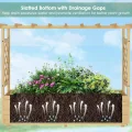 HOMASIS Blumenkasten mit 2 Rankgitter & Dachregal, Hochbeet mit Spalier, Holz Pflanzkasten für Kletterpflanz, Pflanzkübel Pflanzgefäß Rankhilfe für Garten Balkon Terrasse (Natur, 150x50x104cm) - Thumbnail 7