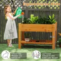 COSTWAY Hochbeet mit Ablage, Erhöhtes Gartenbeet aus Holz, Pflanzkasten mit Entwässerungslöchern, Gemüsebeet Kräuterbeet groß, für Balkon Garten Terrasse, 120 x 60 x 81 cm (Braun) - Thumbnail 2