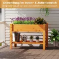 COSTWAY Hochbeet mit Ablage, Erhöhtes Gartenbeet aus Holz, Pflanzkasten mit Entwässerungslöchern, Gemüsebeet Kräuterbeet groß, für Balkon Garten Terrasse, 120 x 60 x 81 cm (Braun) - Thumbnail 3