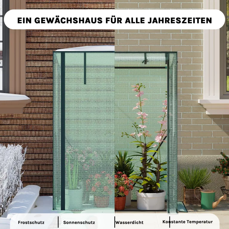 WOLTU Foliengewächshaus Tomatengewächshaus, PE-reissfeste, wasserdichte Plane mit Rolltor, für Garten, Terrasse, Hinterhof, 100x50x150/136cm, Grün – Bild 6