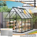 Gewächshaus Aluminium Gartengewächshäuser mit 6 cm Fundament und 4 mm PC Platte Treibhaus Tomatenhaus Gartenhaus UV beständig Wetterfest für den Garten, 230x180x195 cm - Thumbnail 6