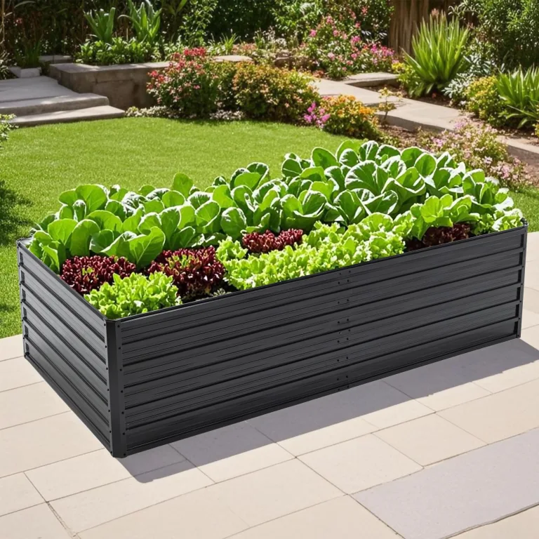 Thanaddo Hochbeet Metall Pflanzbeet, rechteckig Gemüsebeet aus verzinktem Stahl, Gartenbeet Pflanzkasten Pflanzkasten Blumenkasten für Garten & Terrasse, 220x112x64cm, Anthrazit – Bild 1