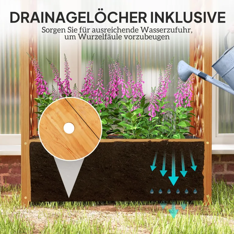 Outsunny Hochbeet Pflanzkasten mit Rankgitter, Gebogendach Spalier Pflanzkübel Holz, Gartenspalier 83x36x145cm für Garten Balkon Terrasse, Blumenkübel für Kletterpflanzen Korbpflanzen, Blumen – Bild 5