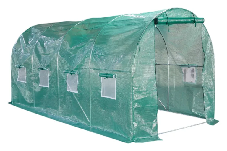 Foliengewächshaus mit PE-Folie – UV-beständig & wetterfest – Tunnelgewächshaus mit Stahlrahmen – Tomatenhaus für Garten – Frühbeet Pflanzenhaus begehbar – Grün (Grün, 200x450x200cm) – Bild 3